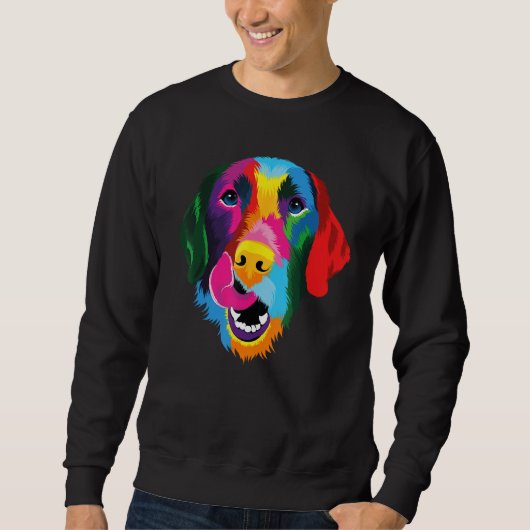 Colorful Pop Golden Retriever Portrait Owner スウェットシャツ (正面)