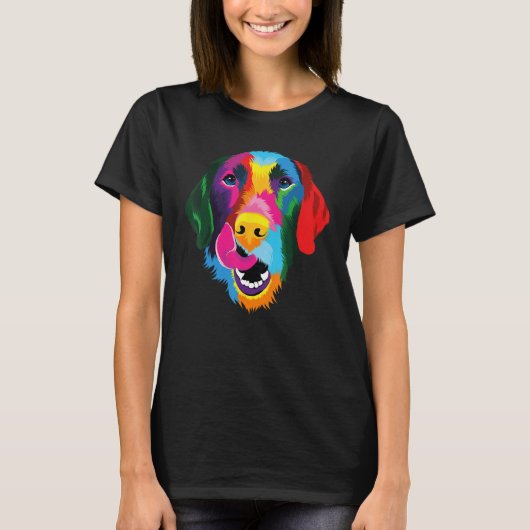 Colorful Pop Golden Retriever Portrait Owner Tシャツ (正面)