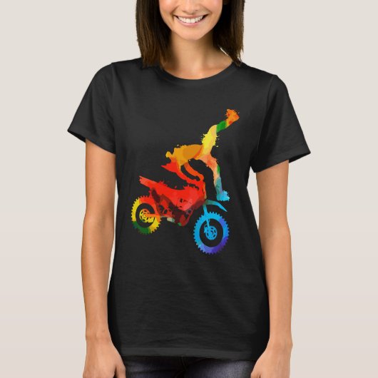 Colorful Pop Portrait  Motorcycle Motocross Tシャツ (正面)