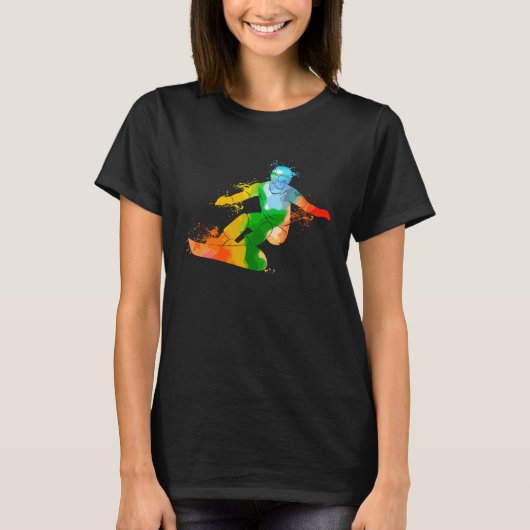 Colorful Pop Portrait Snowboarding Tシャツ (正面)