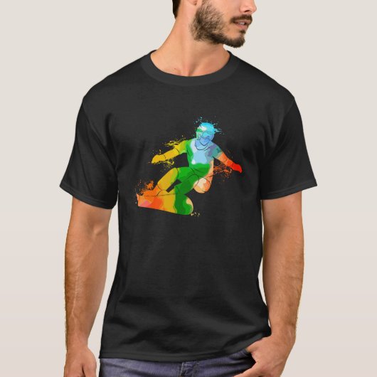Colorful Pop Portrait Snowboarding Tシャツ (正面)