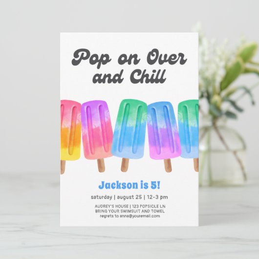 Colorful Popsicle Summer 5th Birthday 招待状 (スタンド正面)