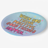 Colorful Positive Quote Typography؛ Think Positive ペーパープレート (アングル)