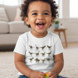 Colorful Prehistoric Pals Dinosaur Name Chart ベビーTシャツ