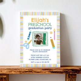 Colorful Preschool Graduation Party Invitation 招待状
