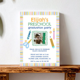 Colorful Preschool Graduation Party Invitation 招待状