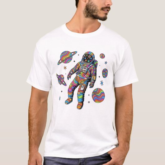 Colorful Psychedelic Astronaut Space Art Trippy   Tシャツ (正面)