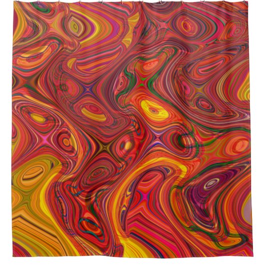 Colorful psychedelic background made of interweavi シャワーカーテン (正面)