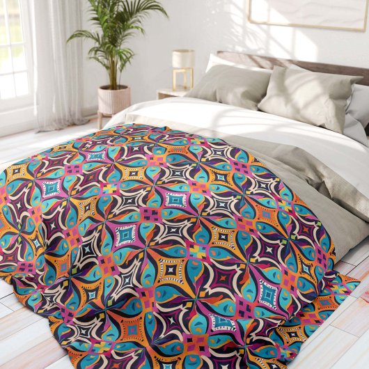 Colorful Psychedelic Bohemian フリースブランケット