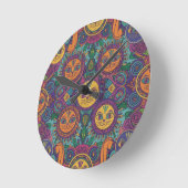 Colorful Psychedelic Cat Wall Clock ラウンド壁時計 (傾斜)