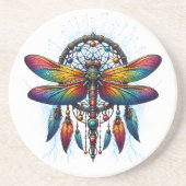 Colorful Psychedelic Dragonfly Dreamcatcher Boho コースター (正面)
