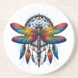 Colorful Psychedelic Dragonfly Dreamcatcher Boho コースター
