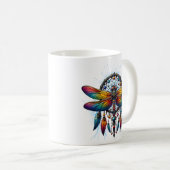 Colorful Psychedelic Dragonfly Dreamcatcher Boho コーヒーマグカップ (正面右)