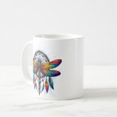 Colorful Psychedelic Dragonfly Dreamcatcher Boho コーヒーマグカップ (正面左)