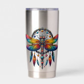 Colorful Psychedelic Dragonfly Dreamcatcher Boho 保温保冷タンブラー (背面)