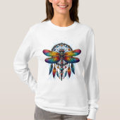 Colorful Psychedelic Dragonfly Dreamcatcher Boho Tシャツ (正面)