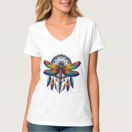 Colorful Psychedelic Dragonfly Dreamcatcher Boho Tシャツ