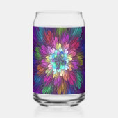 Colorful Psychedelic Flower Abstract Fractal Art ガラス缶 (正面)