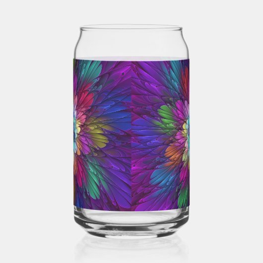 Colorful Psychedelic Flower Abstract Fractal Art ガラス缶 (右)