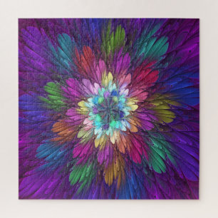 Colorful Psychedelic Flower Abstract Fractal Art ジグソーパズル