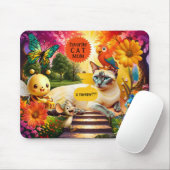 Colorful Psychedelic Funny Cat and Mouse マウスパッド (マウス)