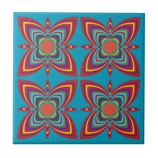 Colorful Psychedelic Geometric Pattern タイル (正面)
