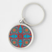 Colorful Psychedelic Geometric Pattern Monogram キーホルダー (正面)