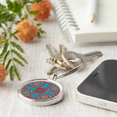 Colorful Psychedelic Geometric Pattern Monogram キーホルダー (側面)