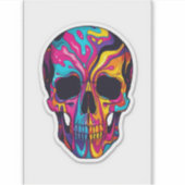 Colorful Psychedelic Skull Vinyl Sticker シール (正面)