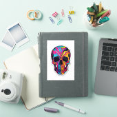  Colorful Psychedelic Skull Vinyl Sticker シール (iPadカバー)