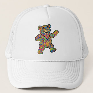 Colorful Psychedelic Teddy Bear Art キャップ