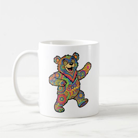Colorful Psychedelic Teddy Bear Art コーヒーマグカップ (左)