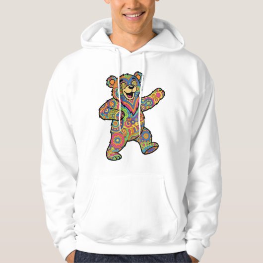 Colorful Psychedelic Teddy Bear Art パーカ (正面)