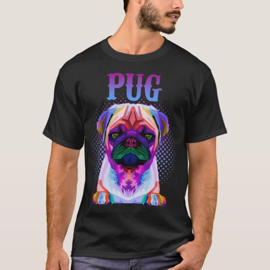 Colorful Pug Dog Breed Pullover Tシャツ (正面)
