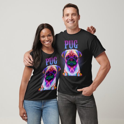 Colorful Pug Dog Breed Pullover  Tシャツ (ユニセックス)