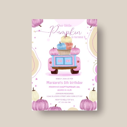 colorful pumpkin elegant kid's birthday Invitation 招待状