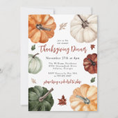 Colorful Pumpkins Rustic Thanksgiving Dinner 招待状 (正面)