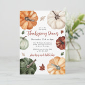 Colorful Pumpkins Rustic Thanksgiving Dinner 招待状 (スタンド正面)