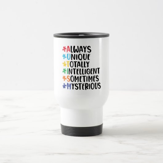 Colorful Puzzle Piece Autism Support トラベルマグ (中央)