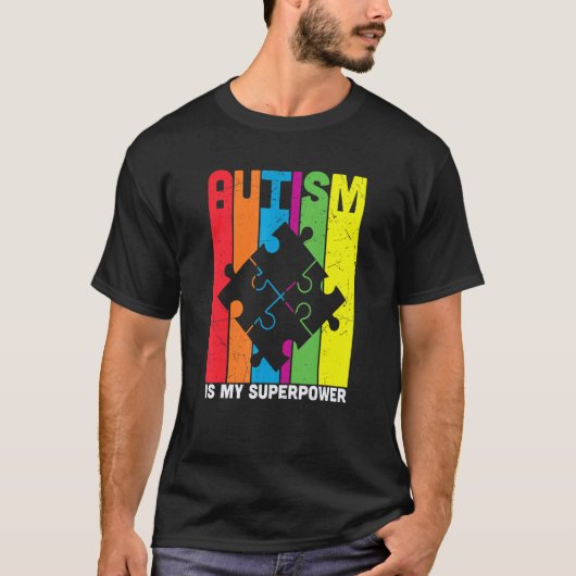 colorful puzzle pieces Autism Awareness Peace Auti Tシャツ (正面)