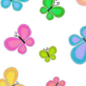 Colorful Quilty Butterflies on Pink White Stripe クッション