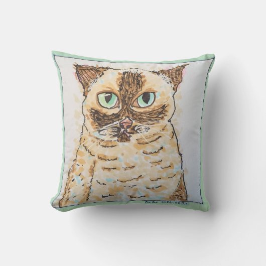 Colorful Quirky Cat Portrait クッション (正面)