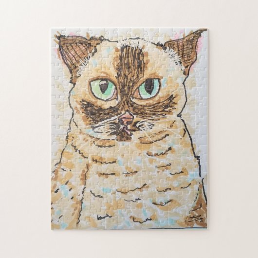 Colorful Quirky Cat Portrait ジグソーパズル (縦)