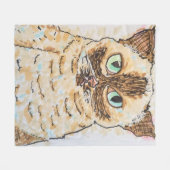 Colorful Quirky Cat Portrait フリースブランケット (正面(横))