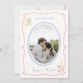 Colorful & Quirky Hand Drawn Save the Date 招待状 (正面)