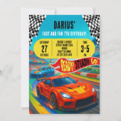 Colorful Race Car Birthday Party 招待状 (正面)