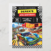 Colorful Race Car Birthday Party 招待状 (正面)