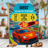Colorful Race Car Birthday Party 招待状