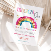 Colorful Rainbow 1st birthday Magical One 招待状