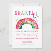 Colorful Rainbow 1st birthday Magical One  招待状 (正面)